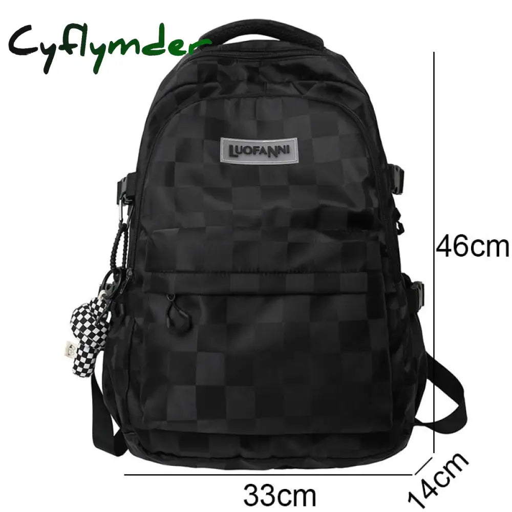 Cyflymder Female Men High Capacity Travel Book Bag Girl Boy Lattice Schoolbag Male Women Plaid
