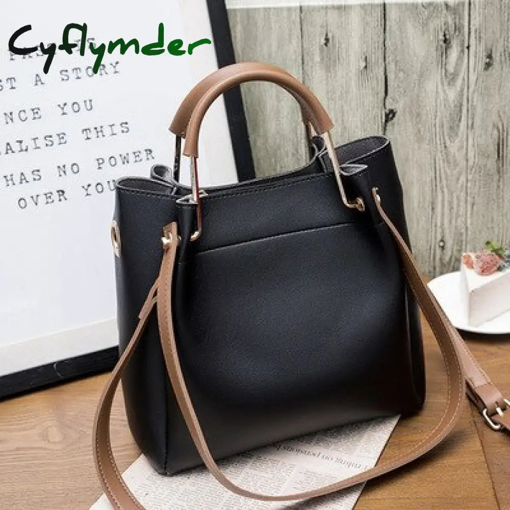 Cyflymder Female Stylish Bucket Bag High Capacity Pu Leather Women Handbag Shoulder Bags Crossbody