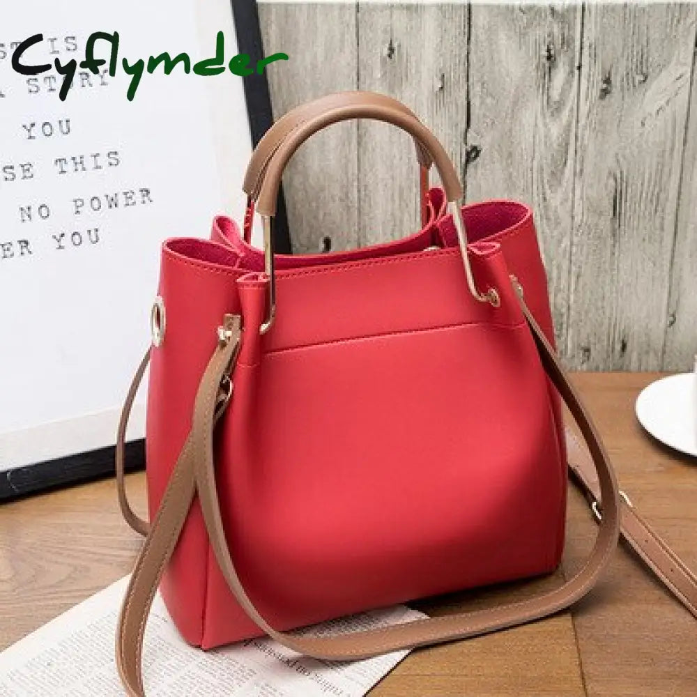 Cyflymder Female Stylish Bucket Bag High Capacity Pu Leather Women Handbag Shoulder Bags Crossbody