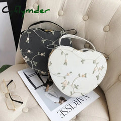 Cyflymder Female Sweet Lace Heart Round Handbags High Quality Pu Leather Cross Body Bags For Women