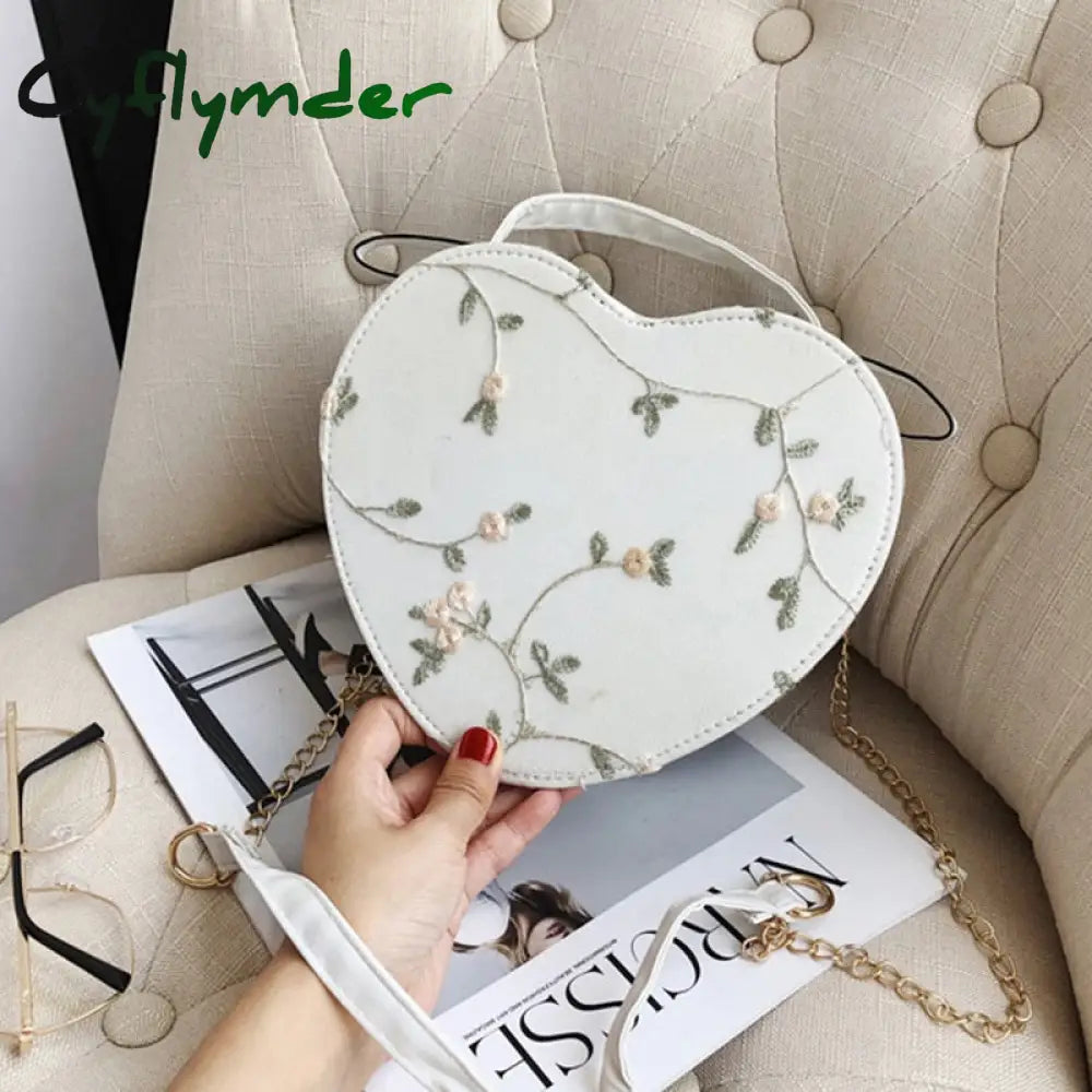 Cyflymder Female Sweet Lace Heart Round Handbags High Quality Pu Leather Cross Body Bags For Women