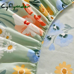Cyflymder Fitted Sheet Set Floral Style Bed Cover Pillowcase постельное бельё набор Home Elastic Bedsheet Skin-friendly