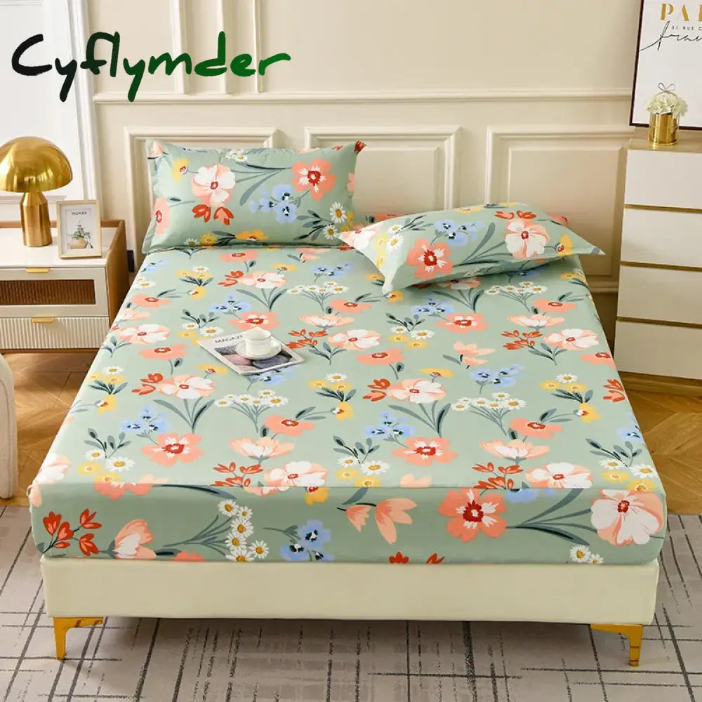 Cyflymder Fitted Sheet Set Floral Style Bed Cover Pillowcase постельное бельё набор Home Elastic Bedsheet Skin-friendly