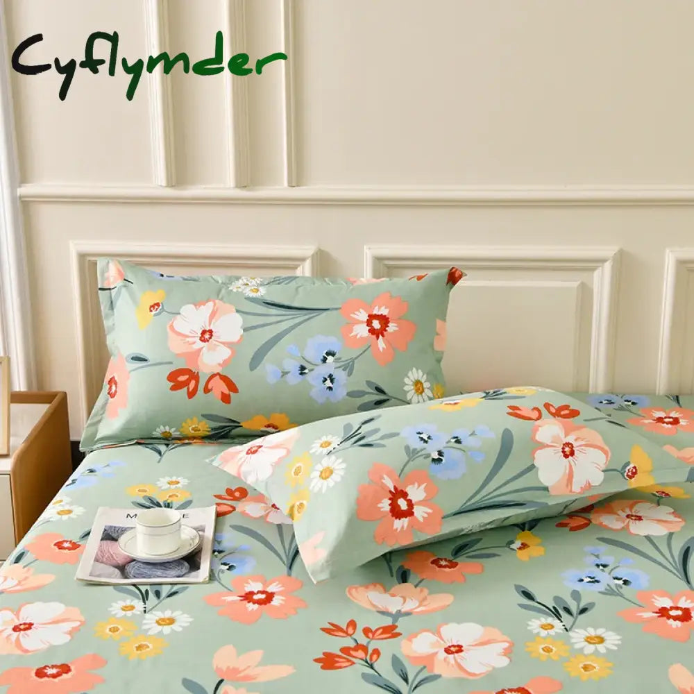 Cyflymder Fitted Sheet Set Floral Style Bed Cover Pillowcase постельное бельё набор Home Elastic Bedsheet Skin-friendly