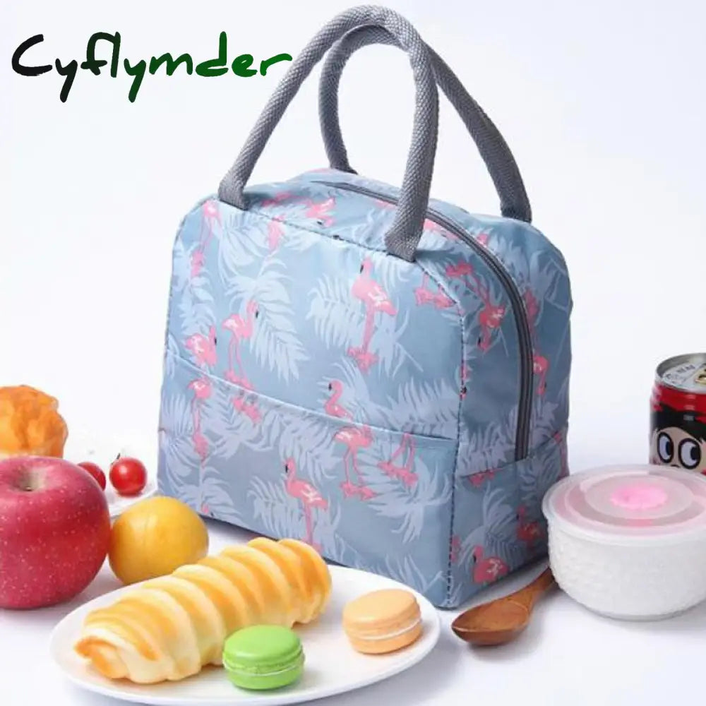 Cyflymder Flamingo Insulated Oxford Aluminum Foil Portable Lunchbag Woman Men Travel Picnic Lunch