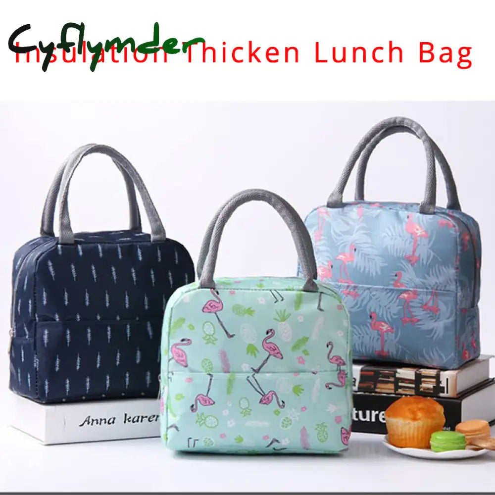 Cyflymder Flamingo Insulated Oxford Aluminum Foil Portable Lunchbag Woman Men Travel Picnic Lunch