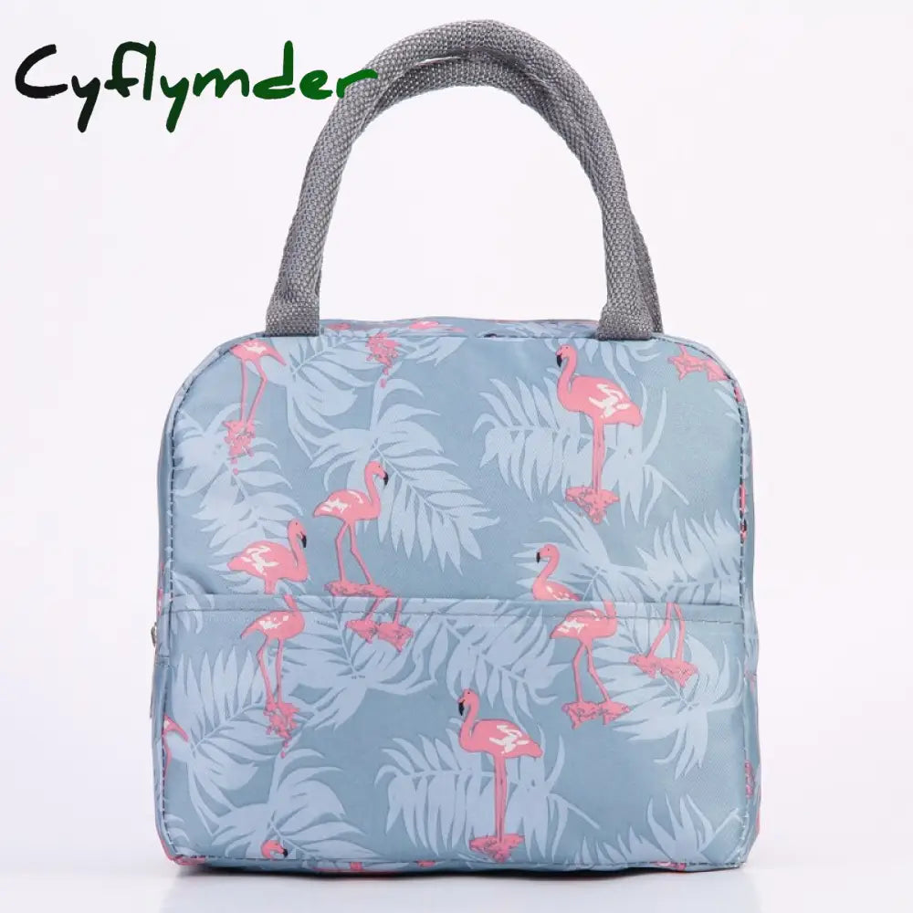 Cyflymder Flamingo Insulated Oxford Aluminum Foil Portable Lunchbag Woman Men Travel Picnic Lunch