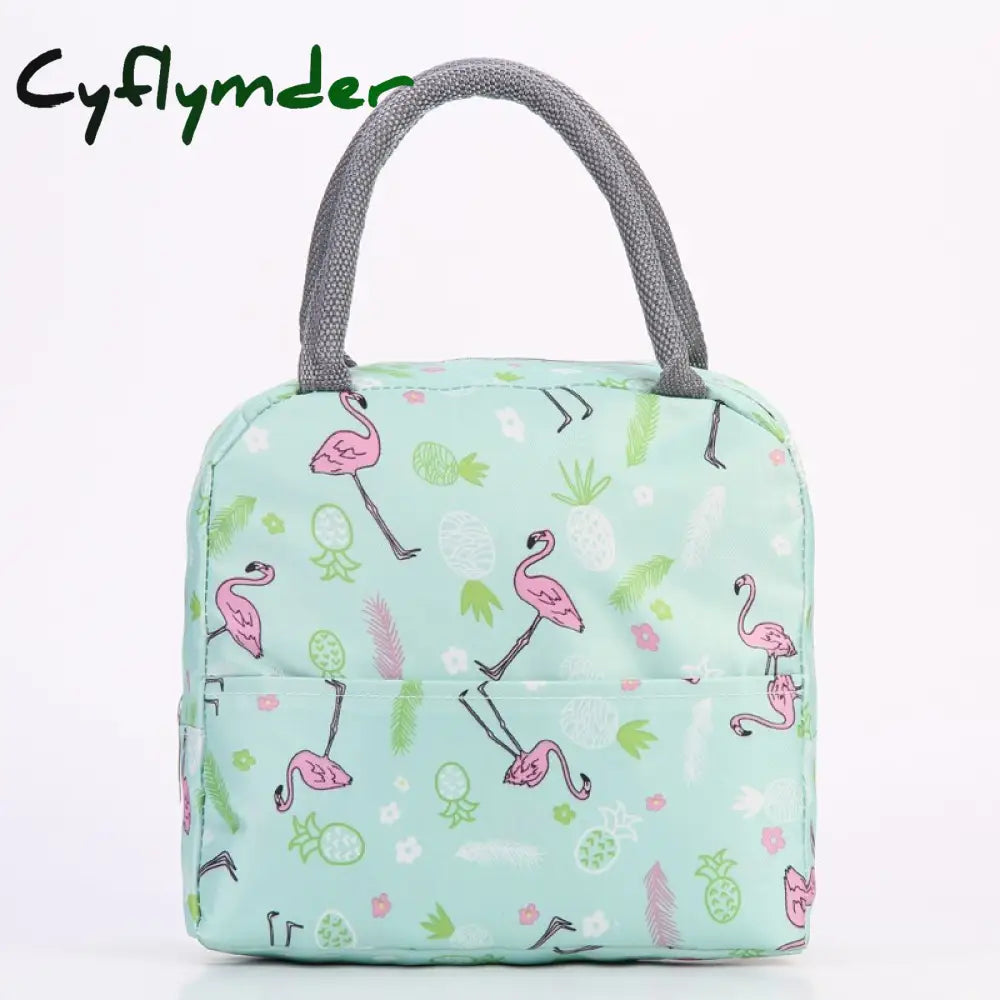 Cyflymder Flamingo Insulated Oxford Aluminum Foil Portable Lunchbag Woman Men Travel Picnic Lunch