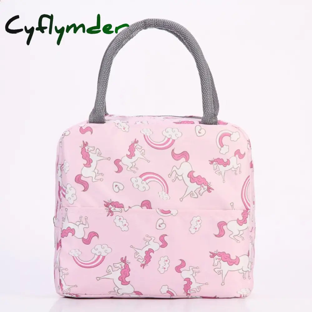 Cyflymder Flamingo Insulated Oxford Aluminum Foil Portable Lunchbag Woman Men Travel Picnic Lunch