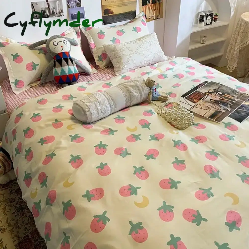 Cyflymder Floral Bedding Set with Duvet Cover No Filling Flat Sheet with Pillowcases 2024 New Kids Queen Full Size Boys