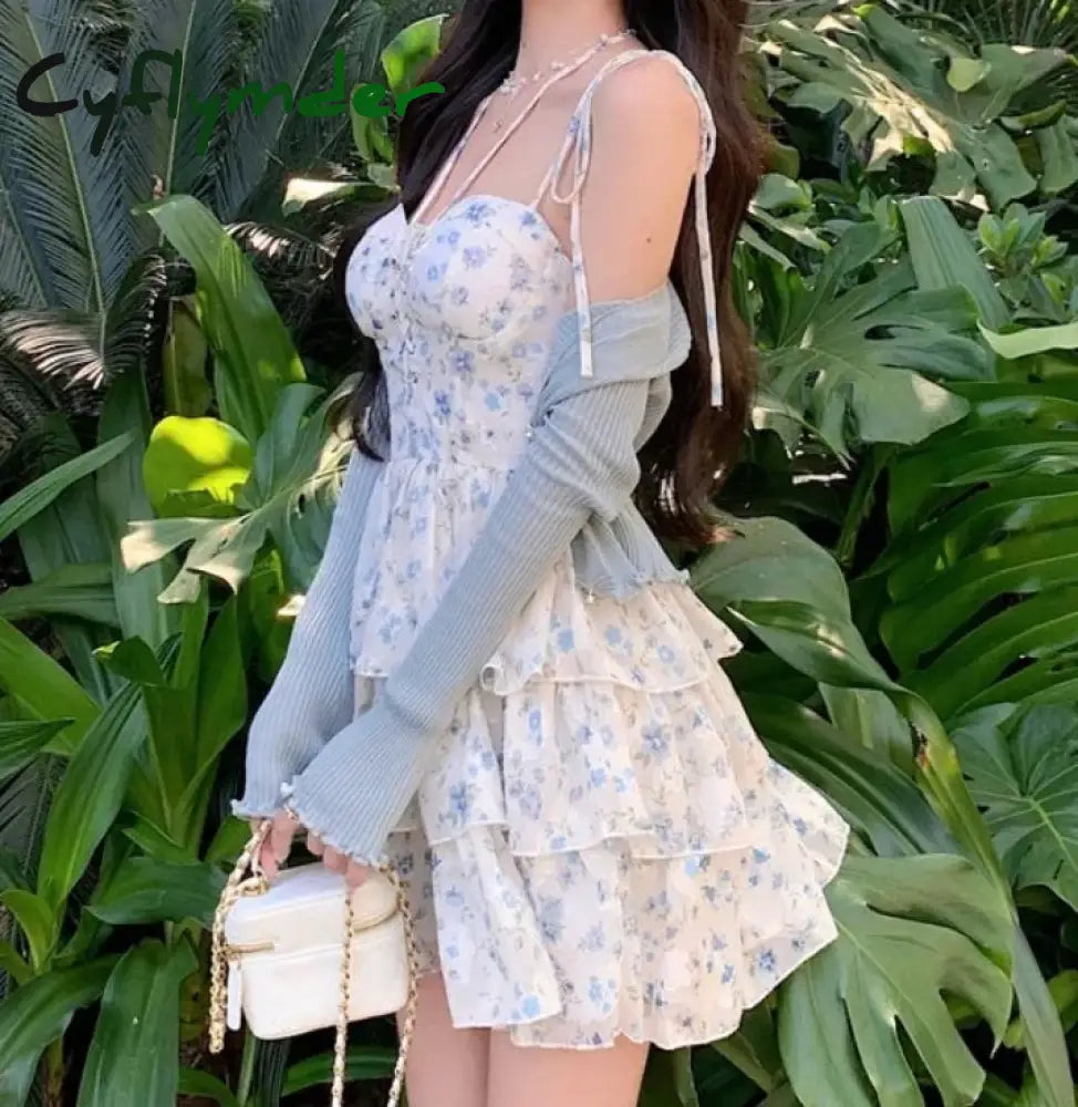 Cyflymder Floral Sexy Slip Dress Women Chic Elegant Casual Party Dresses Female Beach Korean