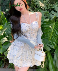 Cyflymder Floral Sexy Slip Dress Women Chic Elegant Casual Party Dresses Female Beach Korean