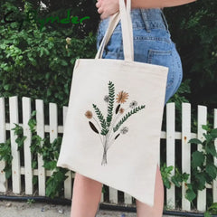 Cyflymder Flowers Print Fashion Women Canvas Shopping Shoulder Bag Ladies Sunflower Casual High