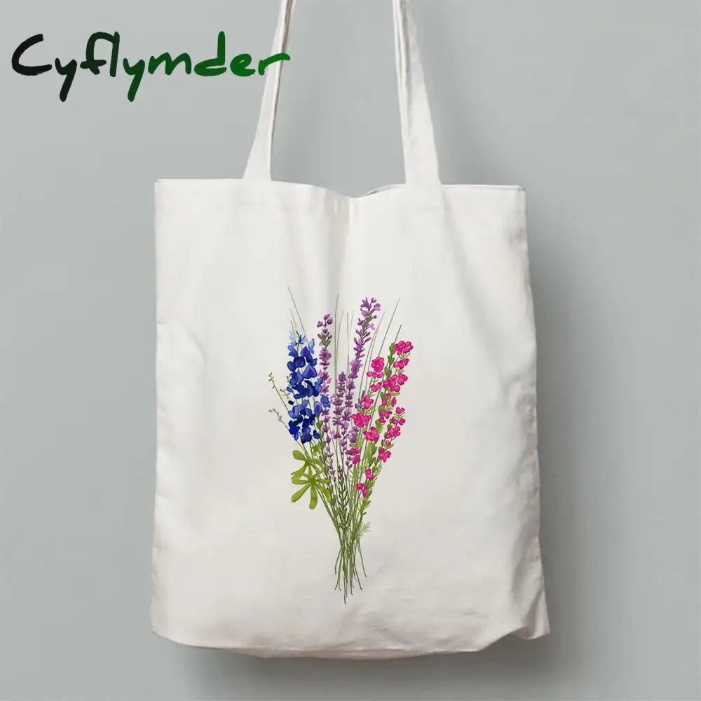 Cyflymder Flowers Print Fashion Women Canvas Shopping Shoulder Bag Ladies Sunflower Casual High