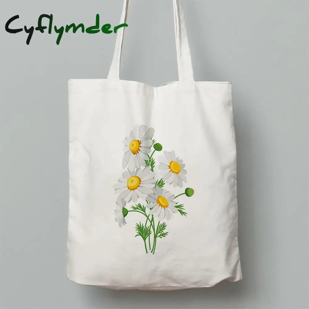 Cyflymder Flowers Print Fashion Women Canvas Shopping Shoulder Bag Ladies Sunflower Casual High