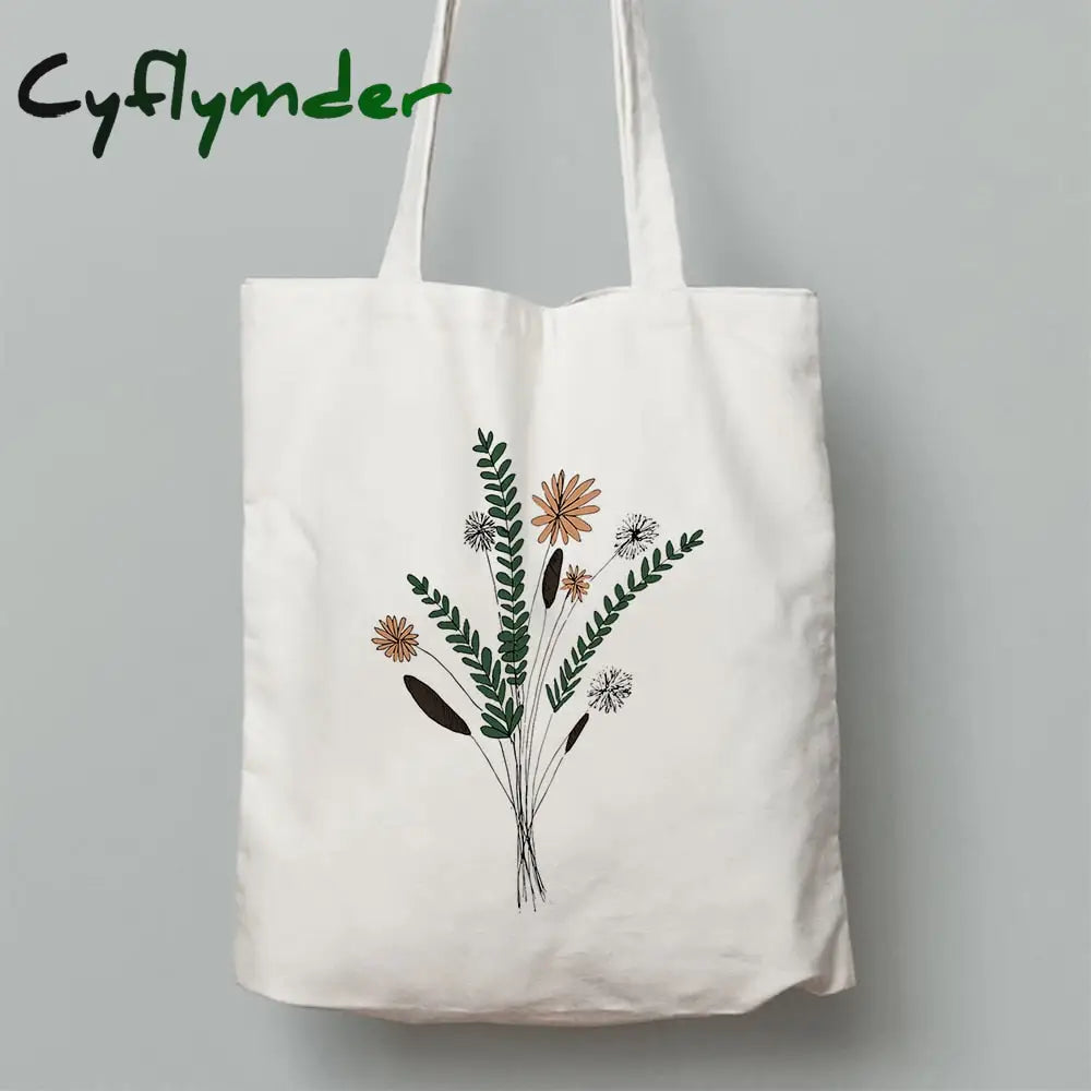 Cyflymder Flowers Print Fashion Women Canvas Shopping Shoulder Bag Ladies Sunflower Casual High