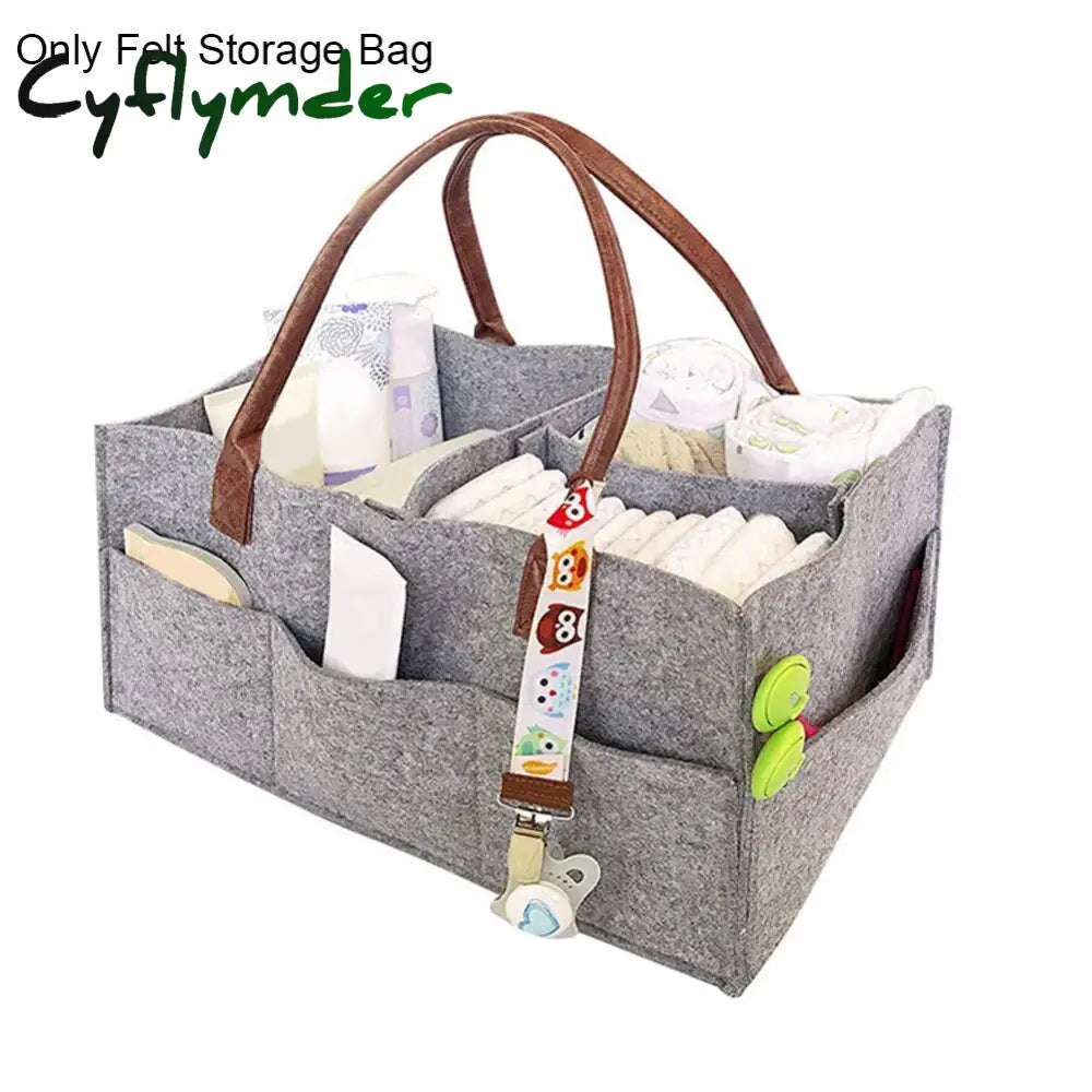 Cyflymder Foldable Felt Storage Bag Baby Diaper Caddy Organizer Car Travel Nursery Basket