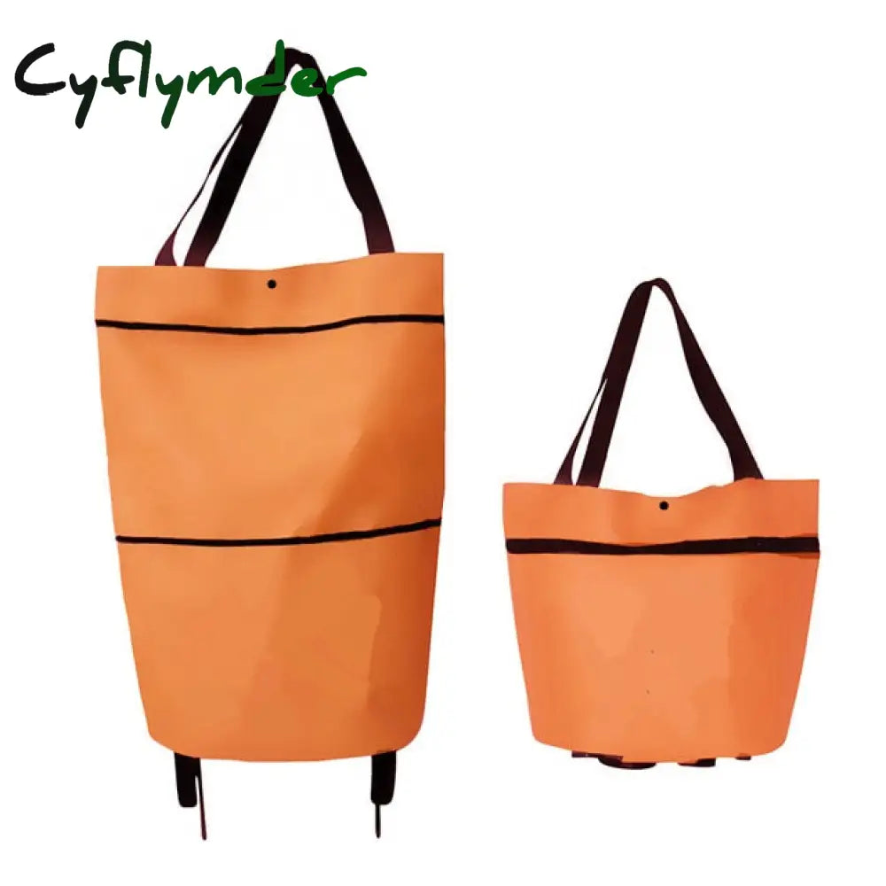 Cyflymder Folding Shopping Pull Cart Trolley Bag With Wheels Foldable Bags Reusable Grocery Food