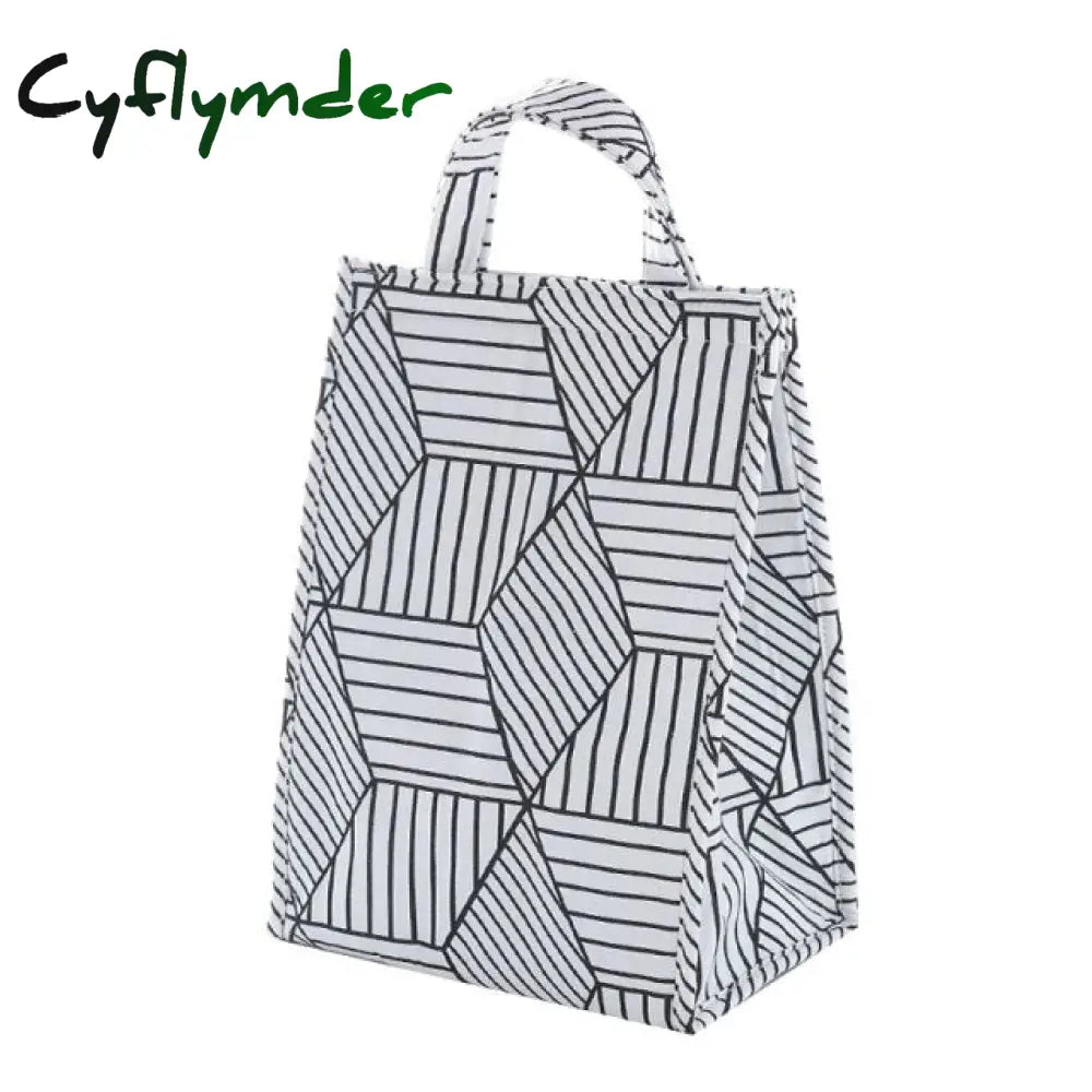 Cyflymder Food Cooler Bag Waterproof Portable Thermal Oxford Lunch For Women Men Kids Large Striped