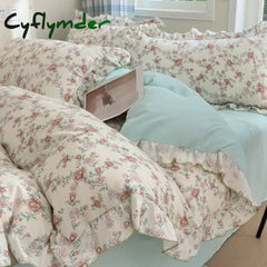 Cyflymder French Floral Duvet Cover Elegant Flower Bedding Set Quilt Cover Single Queen King Size Bed Linen and Sheet