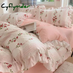 Cyflymder French Floral Duvet Cover Elegant Flower Bedding Set Quilt Cover Single Queen King Size Bed Linen and Sheet