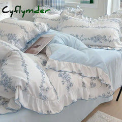 Cyflymder French Floral Duvet Cover Elegant Flower Bedding Set Quilt Cover Single Queen King Size Bed Linen and Sheet