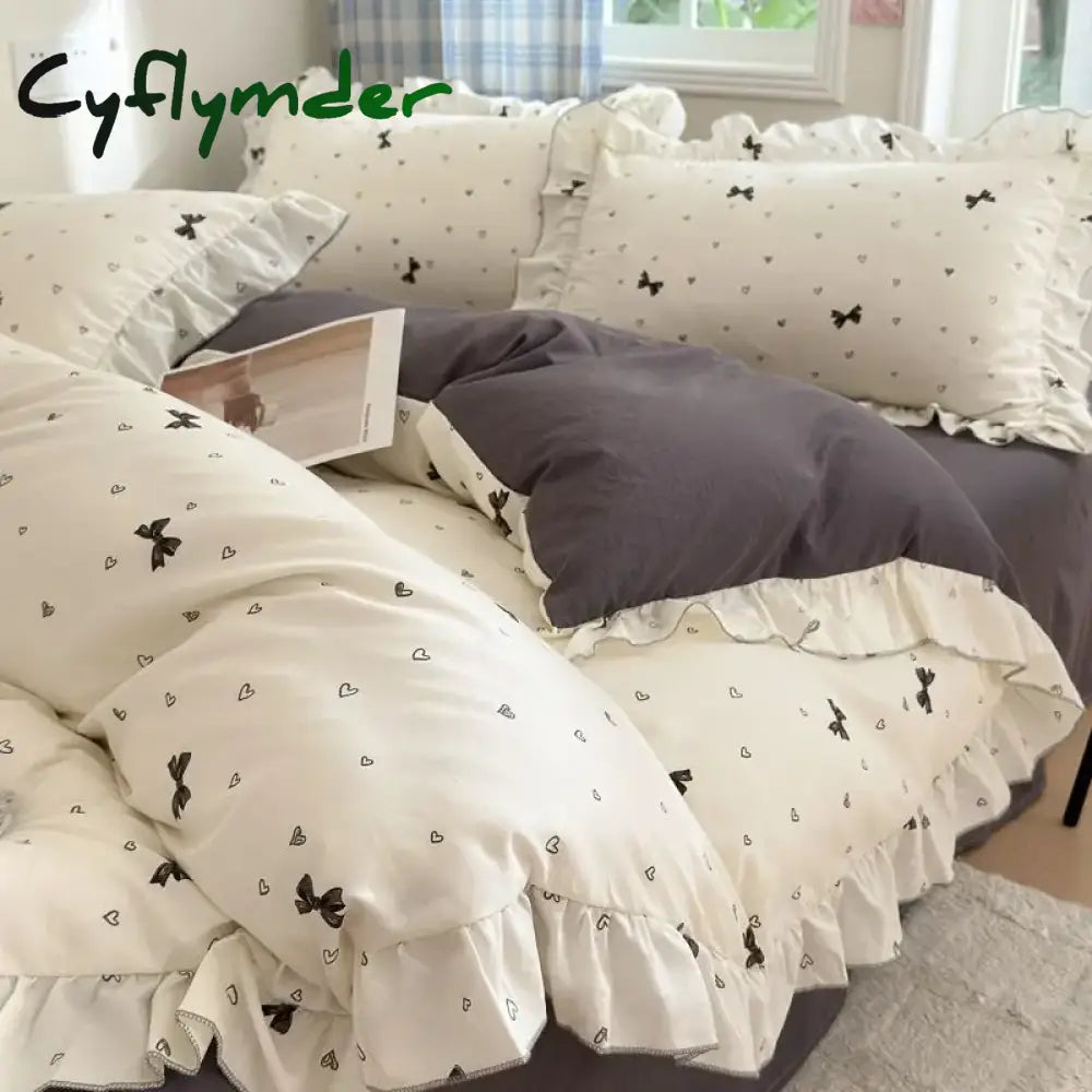 Cyflymder French Floral Duvet Cover Elegant Flower Bedding Set Quilt Cover Single Queen King Size Bed Linen and Sheet