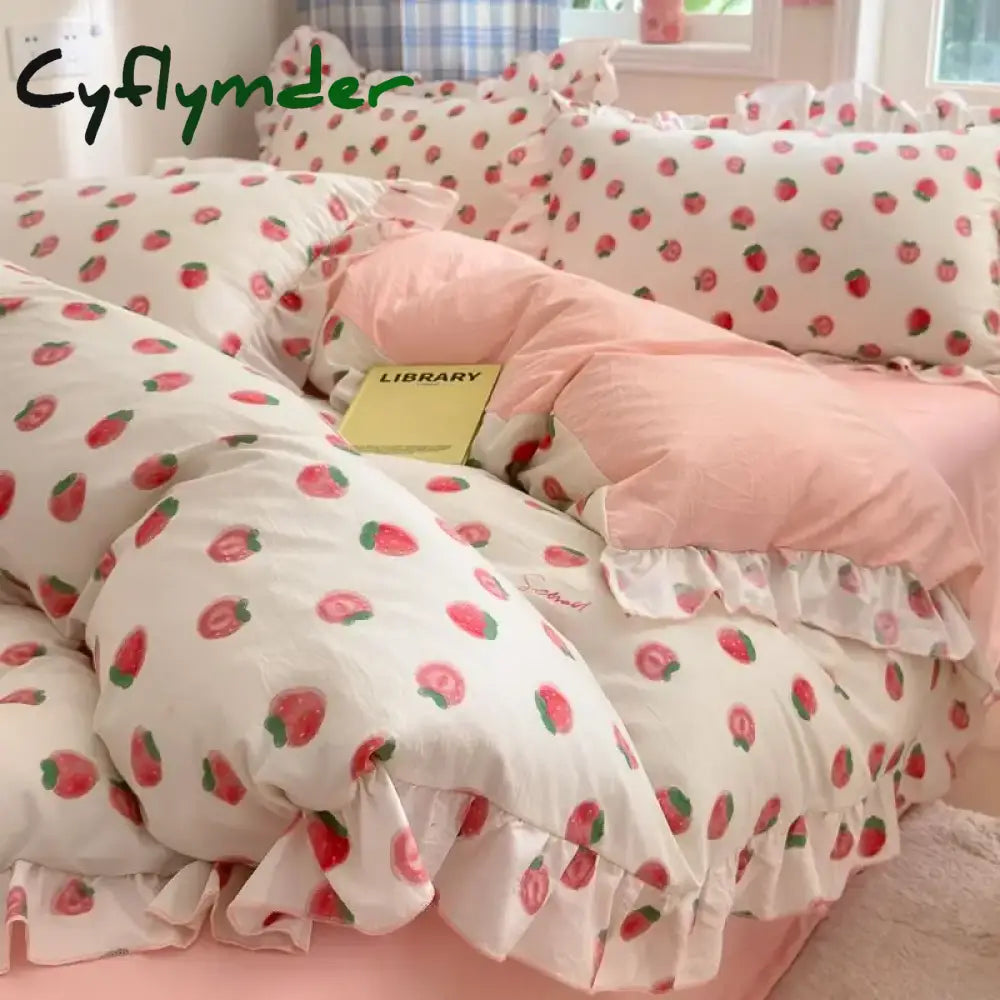 Cyflymder French Floral Duvet Cover Elegant Flower Bedding Set Quilt Cover Single Queen King Size Bed Linen and Sheet