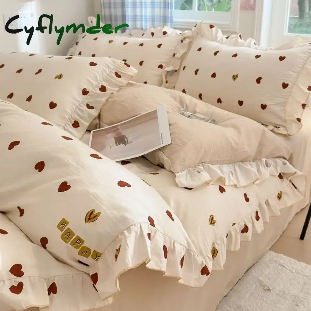 Cyflymder French Floral Duvet Cover Elegant Flower Bedding Set Quilt Cover Single Queen King Size Bed Linen and Sheet