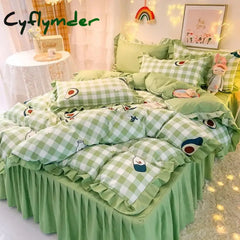 Cyflymder Fruit Bedding Sets Bed Skirt Set Duvet Cover Double Full Queen Quilt Cover Bedclothes Bed Linen Avocado Duvet