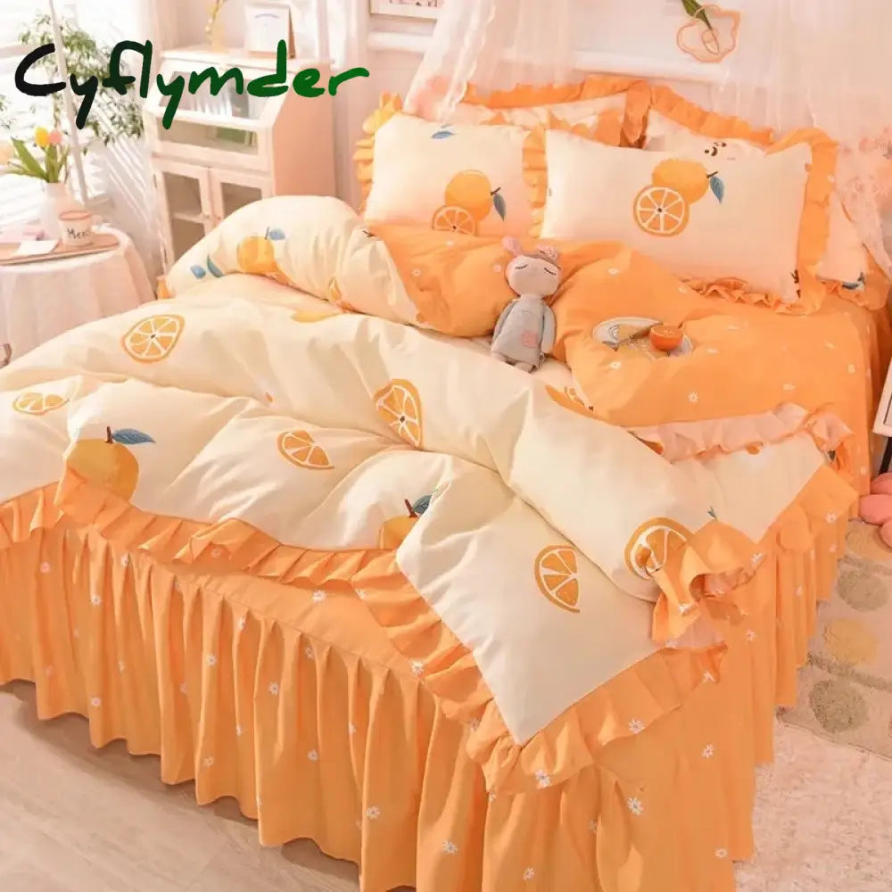 Cyflymder Fruit Bedding Sets Bed Skirt Set Duvet Cover Double Full Queen Quilt Cover Bedclothes Bed Linen Avocado Duvet