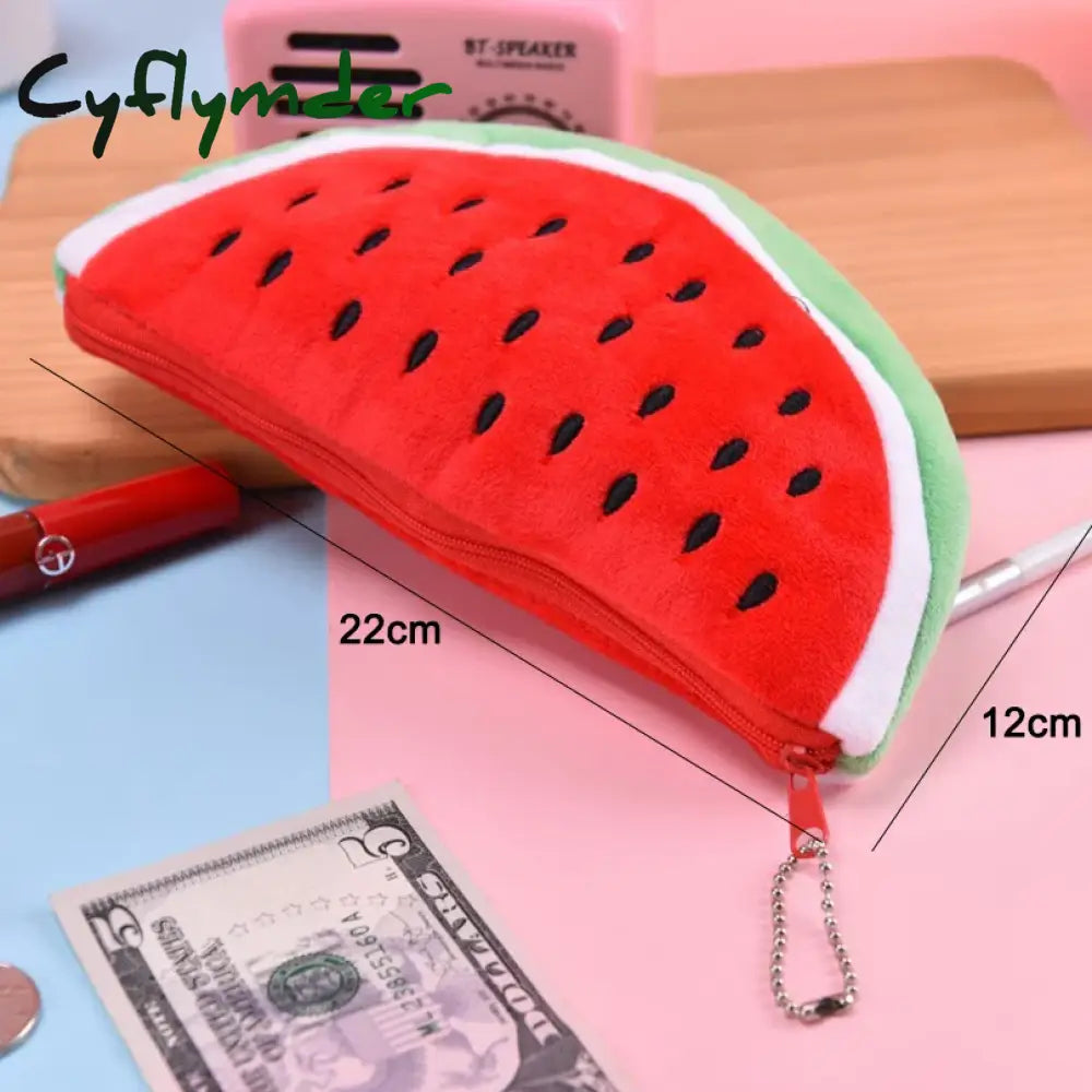 Cyflymder Fruits Pencil Case Kawaii Stationery Watermelon Pouch Estuches Plush School Supplies