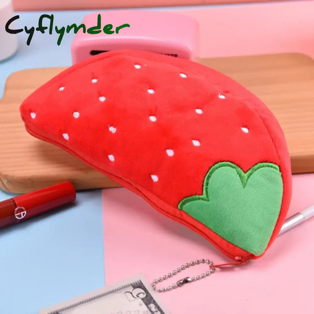 Cyflymder Fruits Pencil Case Kawaii Stationery Watermelon Pouch Estuches Plush School Supplies