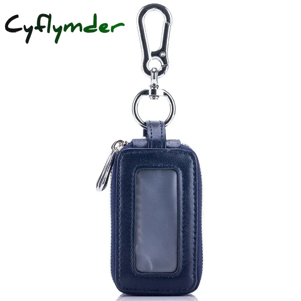 Cyflymder Genuine Cow Leather Home Car Keys’ Bag Double Pocket Zipper Mini Wallet Earth Yellow