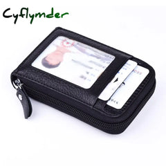 Cyflymder Genuine Leather Blocking Wallet Credit Card Holder Bifold Short Clutch Coin Purse Ladies