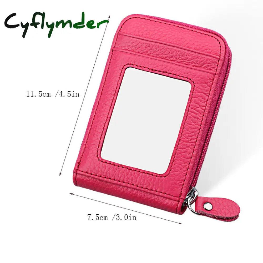 Cyflymder Genuine Leather Blocking Wallet Credit Card Holder Bifold Short Clutch Coin Purse Ladies