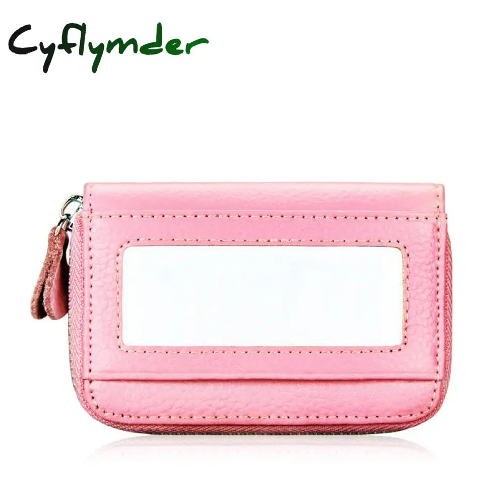 Cyflymder Genuine Leather Blocking Wallet Credit Card Holder Bifold Short Clutch Coin Purse Ladies