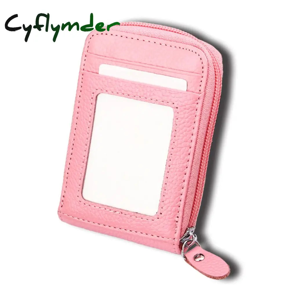 Cyflymder Genuine Leather Blocking Wallet Credit Card Holder Bifold Short Clutch Coin Purse Ladies