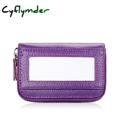 Cyflymder Genuine Leather Blocking Wallet Credit Card Holder Bifold Short Clutch Coin Purse Ladies