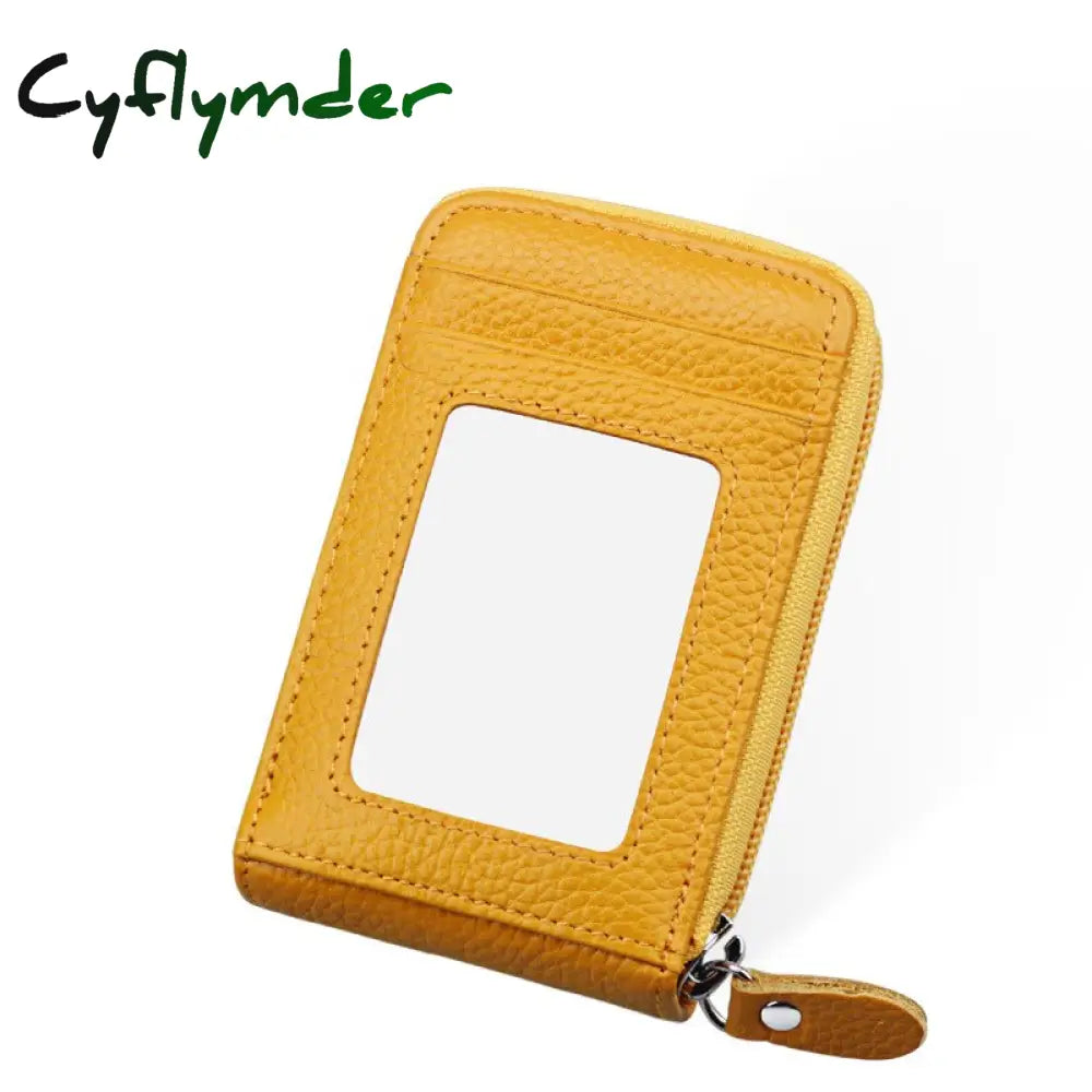 Cyflymder Genuine Leather Blocking Wallet Credit Card Holder Bifold Short Clutch Coin Purse Ladies