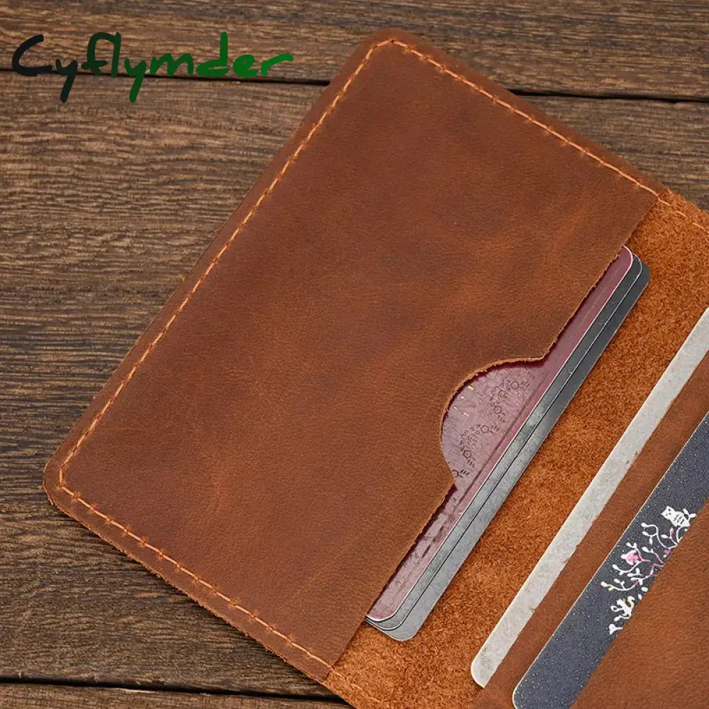 Cyflymder Genuine Leather Card Holder Purse Real Rfid Case Clutch Wallets Slots For Men Women Mini