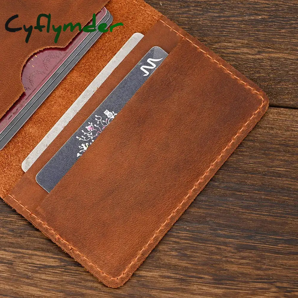 Cyflymder Genuine Leather Card Holder Purse Real Rfid Case Clutch Wallets Slots For Men Women Mini