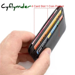 Cyflymder Genuine Leather Card Holder Slim Business Id Credit Case Thin Small Wallet For Men