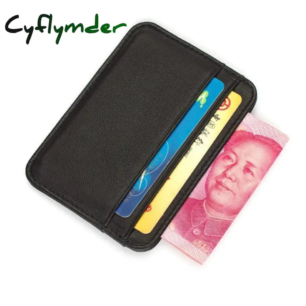 Cyflymder Genuine Leather Card Holder Slim Business Id Credit Case Thin Small Wallet For Men