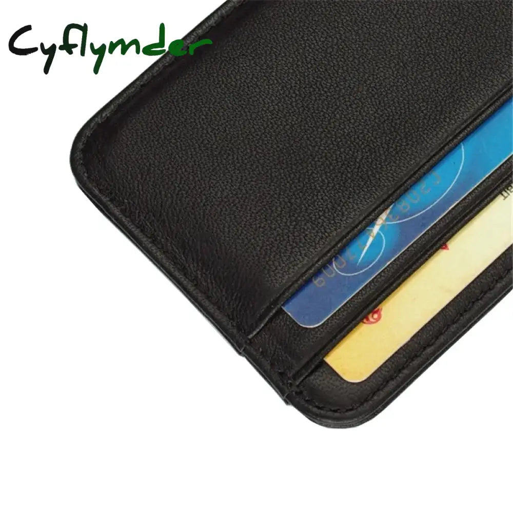 Cyflymder Genuine Leather Card Holder Slim Business Id Credit Case Thin Small Wallet For Men