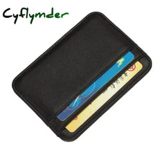 Genuine Leather Card Holder Slim Business Card id Holder Credit Card Case Thin Small Wallet for men Cardholder Sticker black