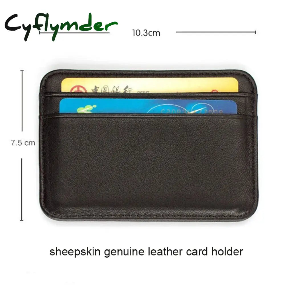 Cyflymder Genuine Leather Card Holder Slim Business Id Credit Case Thin Small Wallet For Men