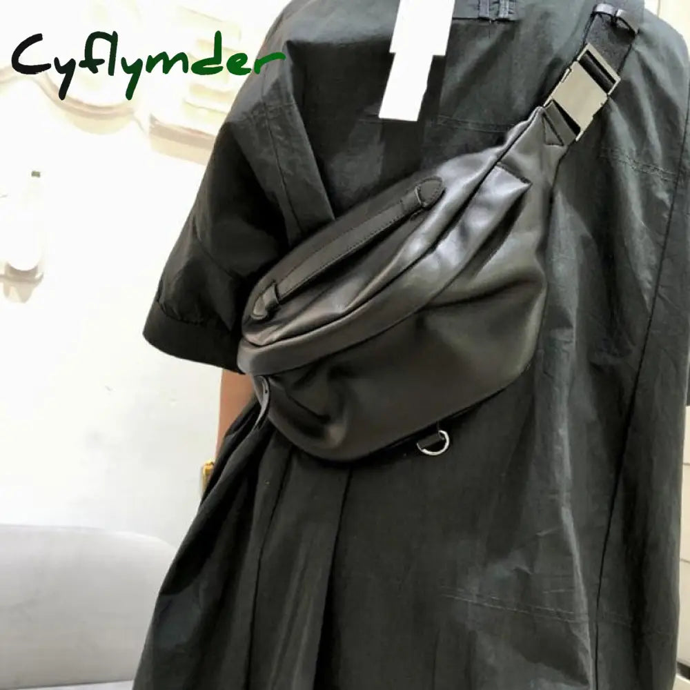 Cyflymder Genuine Leather Chest Shoulder Bag For Woman Cool Crossbody Packs High Quality Cowhide