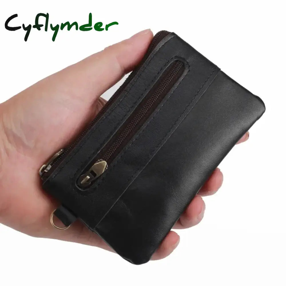 Cyflymder Genuine Leather Coin Purse for Men Women Mini Zipper Wallet Small Money Pocket Bag Female Money Wallets Men