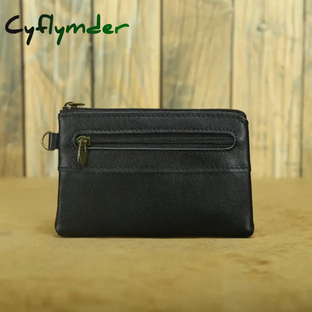 Cyflymder Genuine Leather Coin Purse for Men Women Mini Zipper Wallet Small Money Pocket Bag Female Money Wallets Men